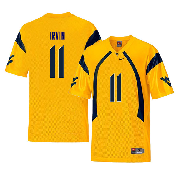 Men #11 Bruce Irvin West Virginia Mountaineers Retro College Football Jerseys Sale-Yellow